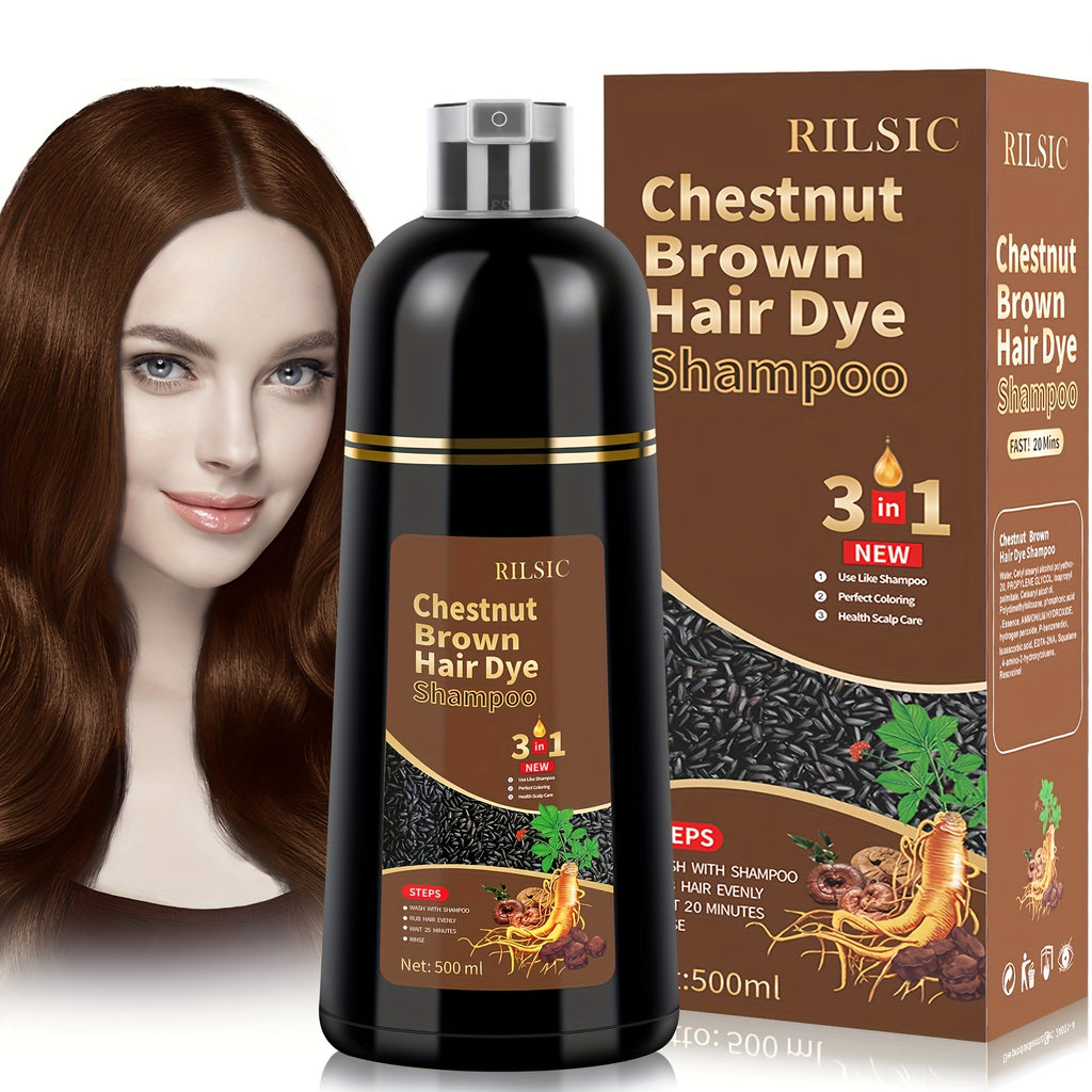 RILSIC 3-in-1 Herbal Hair Dye Colour Shampoo – Instant Natural Hair Colouring in Minutes for Women & Men | 16.91oz Halloween & Everyday Gift