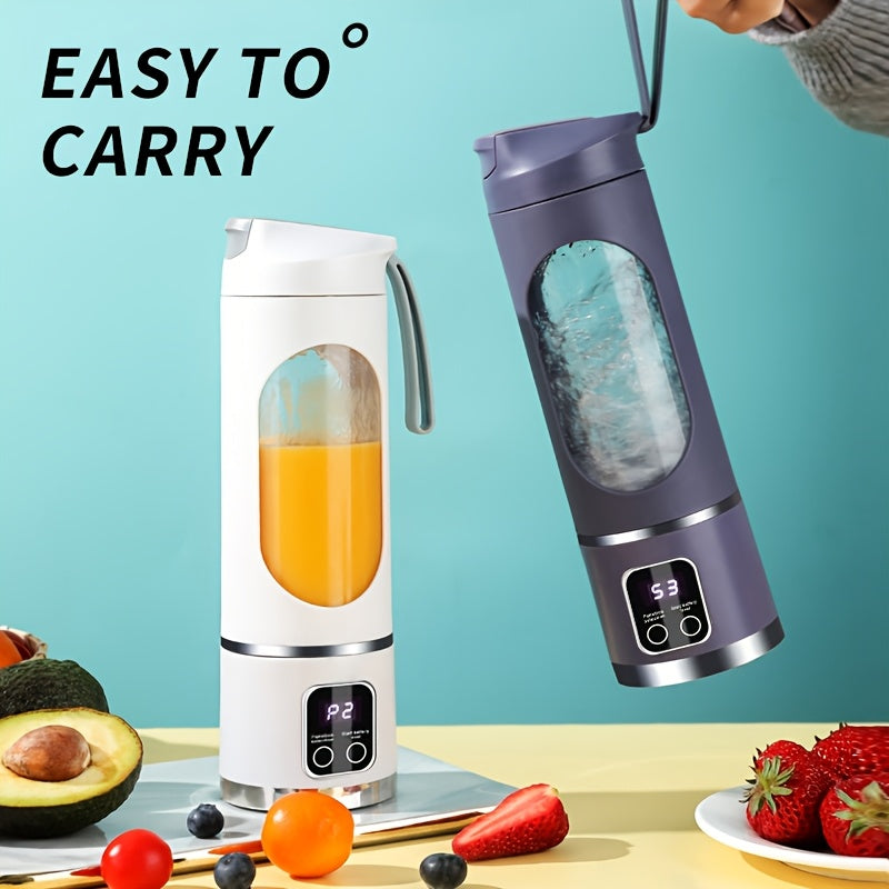 Portable USB Rechargeable Blender with LED Display - 15.22Oz, Ideal for Smoothies And Fresh Juice, Compact Design for On-The-Go Nutrition