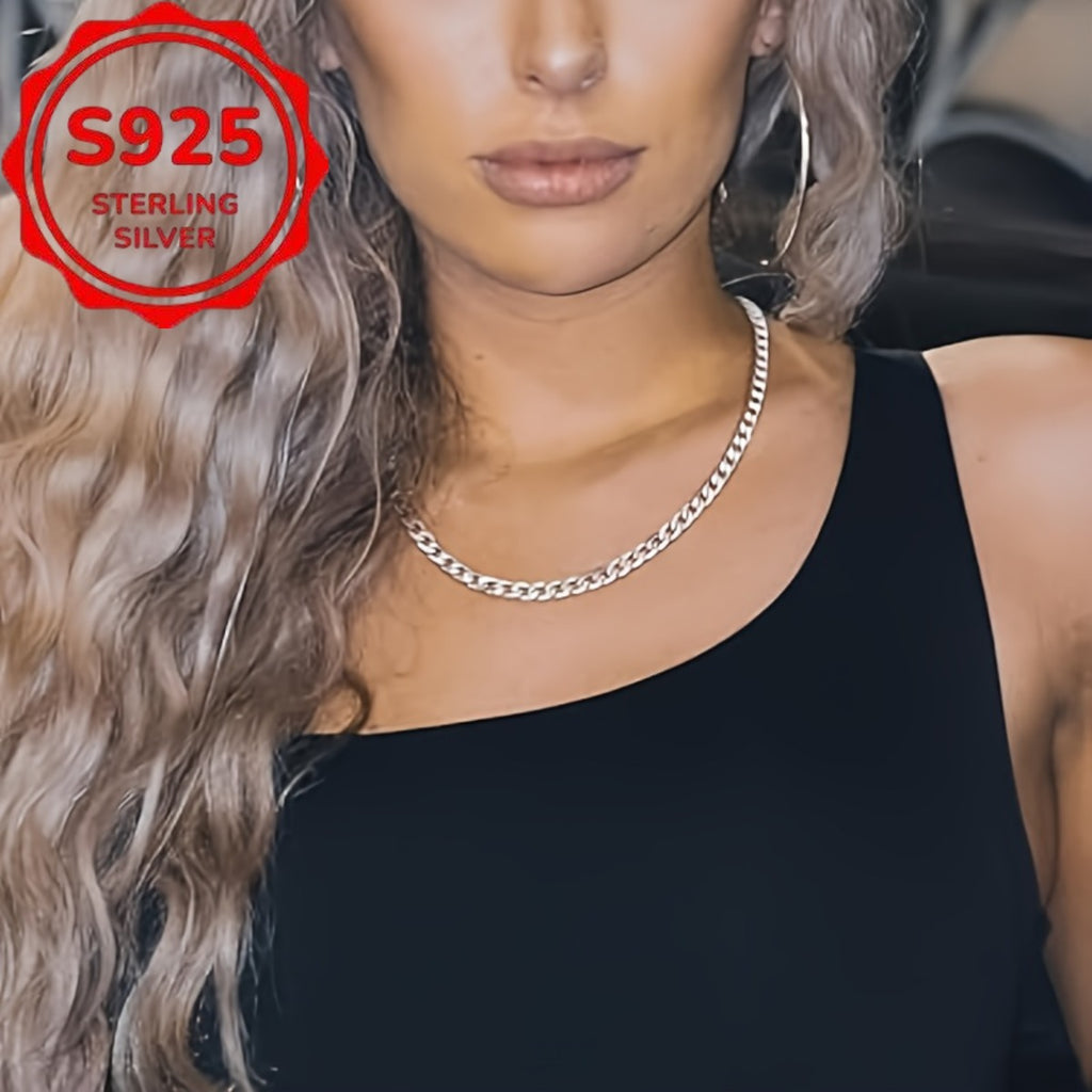 925 Silver Cut Cuban Chain Necklace for Men And Women, Suitable for Daily Wear, Parties, Concerts And Other Occasions. Birthday And Father'S Day Gifts. Couple Gifts