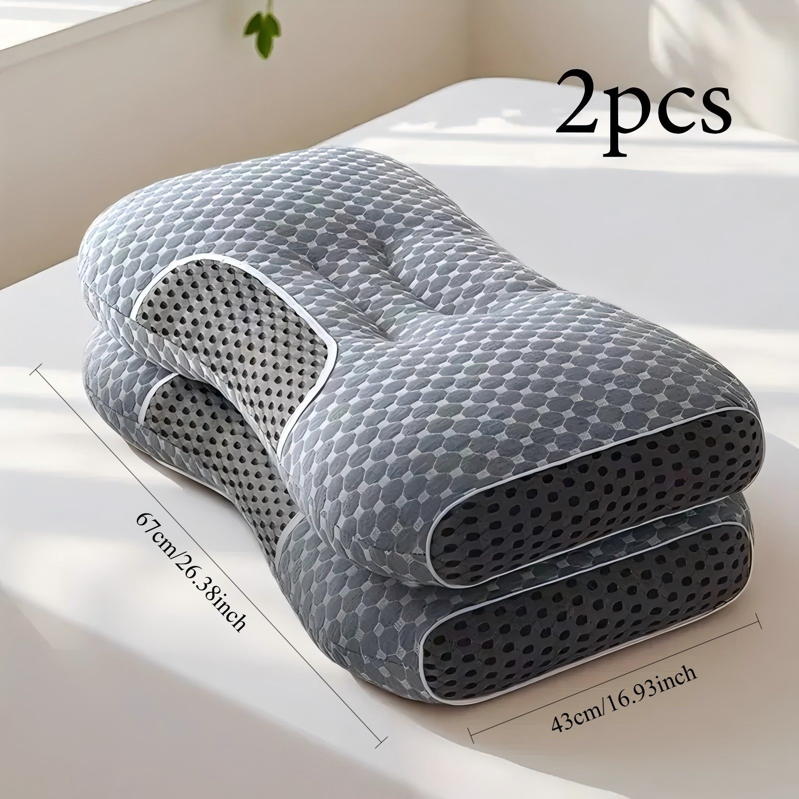 1pc/2pcs Knitted Ergonomic Pillow, 9-Hour Rest 1100G Filling Upgraded Version, for Comfortable Sleeping and Massage, Hypoallergenic Removable Washable Cover, Moisture Absorption Breathable, Household Bedroom Decorative Cushion, All-Season White Neck Comfo