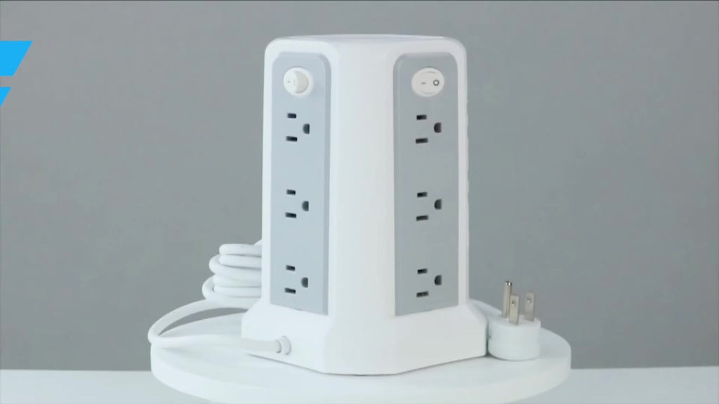 17-in-1 Surge Protector Power Strip with 12 AC Outlets & 5 USB Ports – PD 20W Fast Charging, 4-Zone Independent Switch, Touch Night Light, 6.5ft Extension Cord for Home Office Dorm Desk