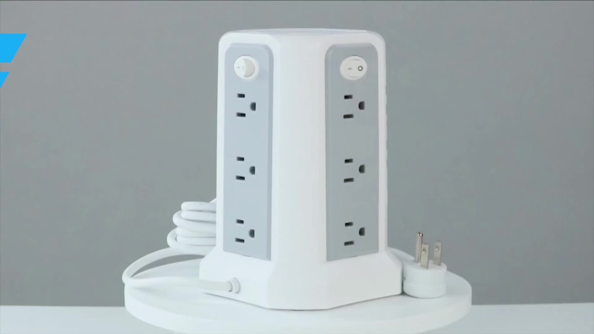 17-in-1 Surge Protector Power Strip with 12 AC Outlets & 5 USB Ports – PD 20W Fast Charging, 4-Zone Independent Switch, Touch Night Light, 6.5ft Extension Cord for Home Office Dorm Desk