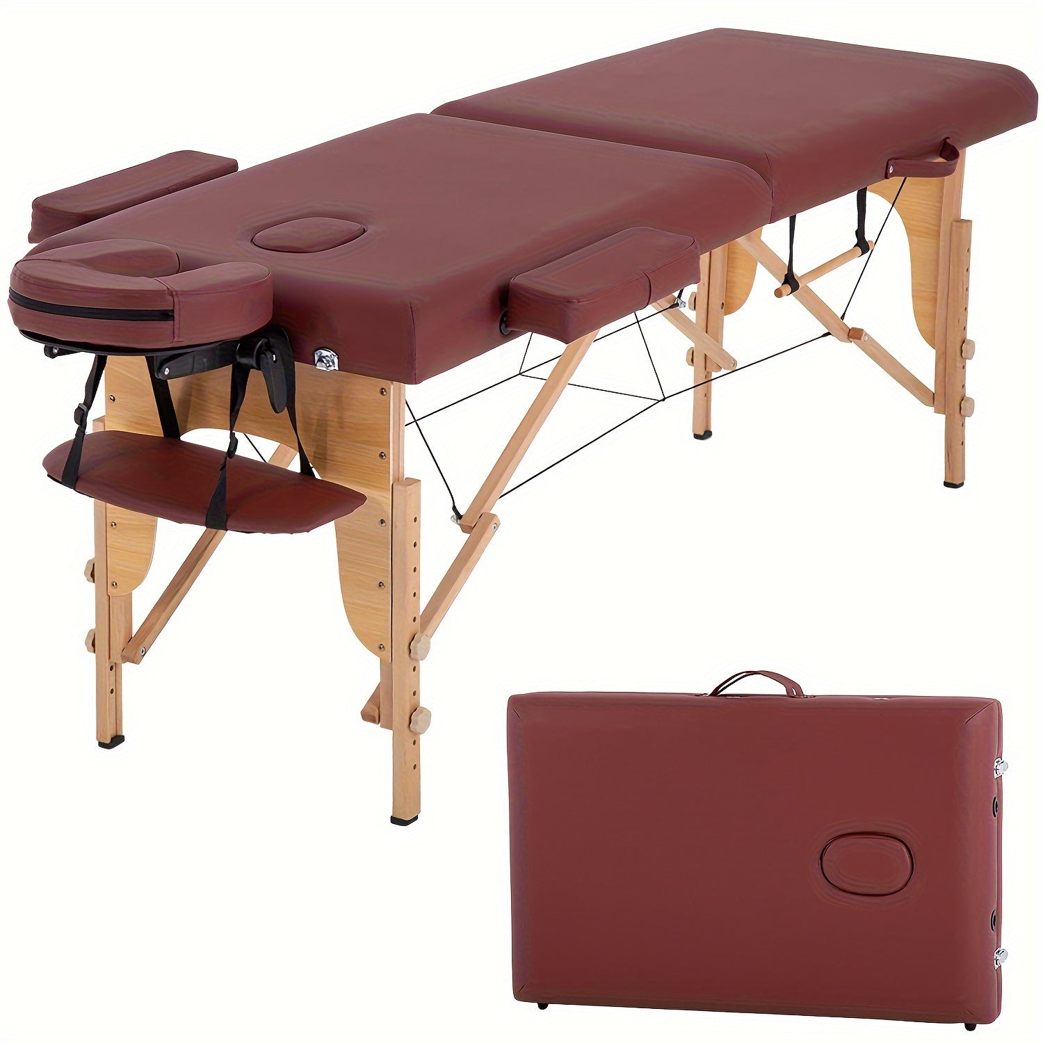 Portable Massage Table Designed for Therapy, Measuring 73 Inches, with Adjustable Height And a Two-Fold Design, Suitable for Salon Use And Featuring a Face Cradle