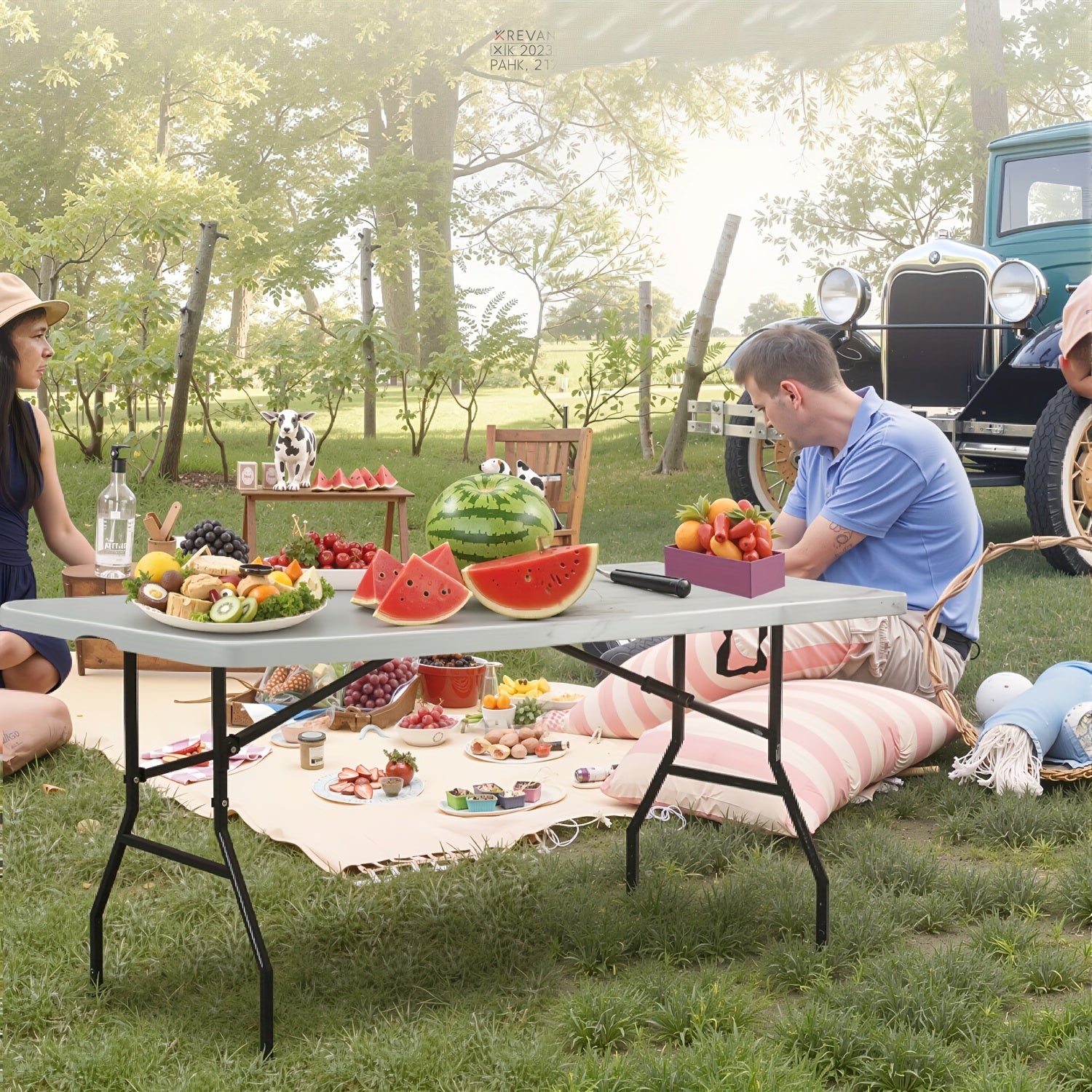 4ft/6ft Outdoor Folding Table, Camping Dining Tables Plastic Party Table Fold Up Table with Carrying Handle for Parties Picnic