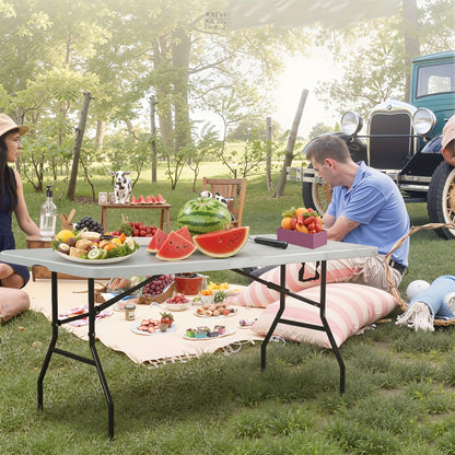 Outdoor Folding Table 4FT 6FT Portable Plastic Camping Dining Party Table with Carrying Handle Fold Up Table for Picnic BBQ Beach Backyard Events Wedding Market Stall Commercial Use Canada