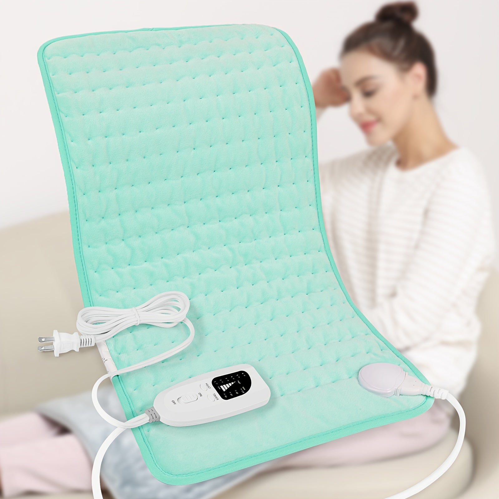 XL Electric Heating Pad 24x12in – 6 Heat Levels up to 140°F, 4 Timer Settings, Machine Washable, Plush Velvet for Back Neck Shoulder Leg Knee, Gift for Parents Canada