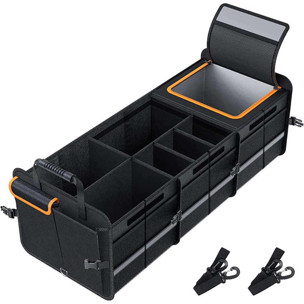 Car Trunk Storage Box Cargo Organizer Collapsible Size Adjustable w/ Lid for Car SUV