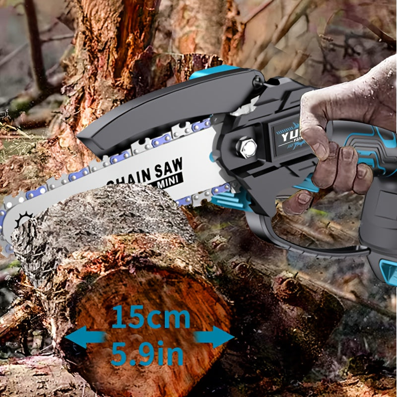 Wireless Mini Chainsaw, Portable Battery-powered Handheld Electric Chainsaw, Lightweight Single-handed Compact Chainsaw, Suitable for Tree Trimming And Branch Pruning, Ideal for Home Gardens And Wood Processing