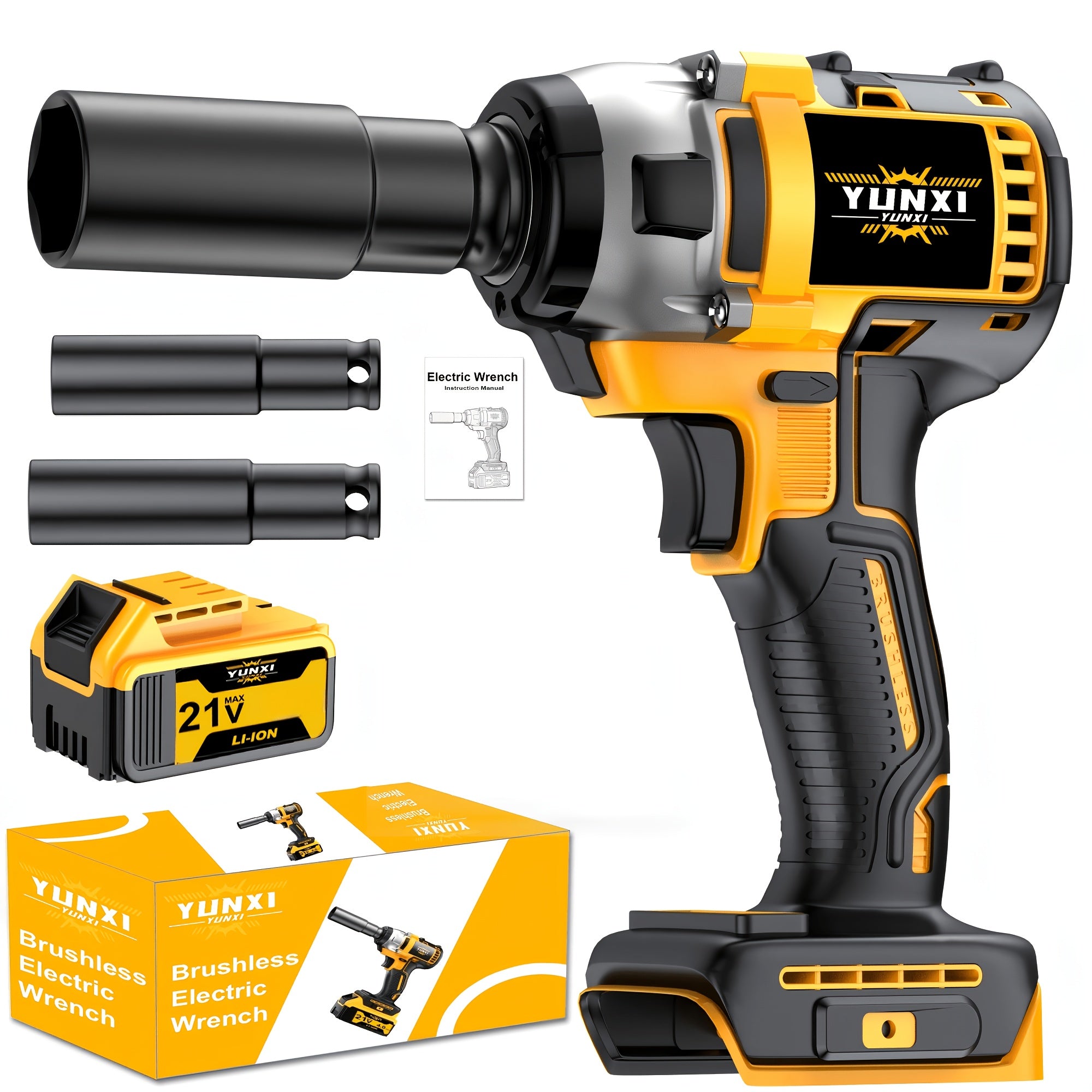 Cordless Impact Wrench Kit 21V Brushless with Lithium Battery – Wireless Impact Gun & Drill Combo, Optional Toolbox, Charger & Sockets | High-Torque Power Tool for Car & Home Use, Great Gift for Men