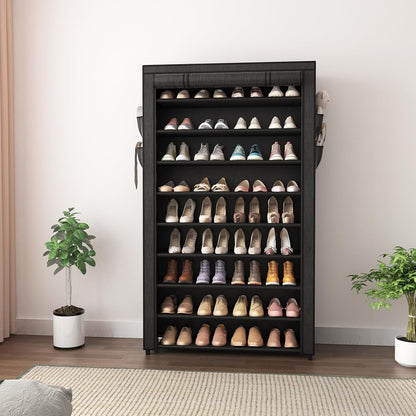 10-Tier Covered Shoe Rack Organizer 40-50 Pairs – Large Capacity Vertical Shoe Shelf with Cover for Closet Entryway Dorm Bedroom Canada