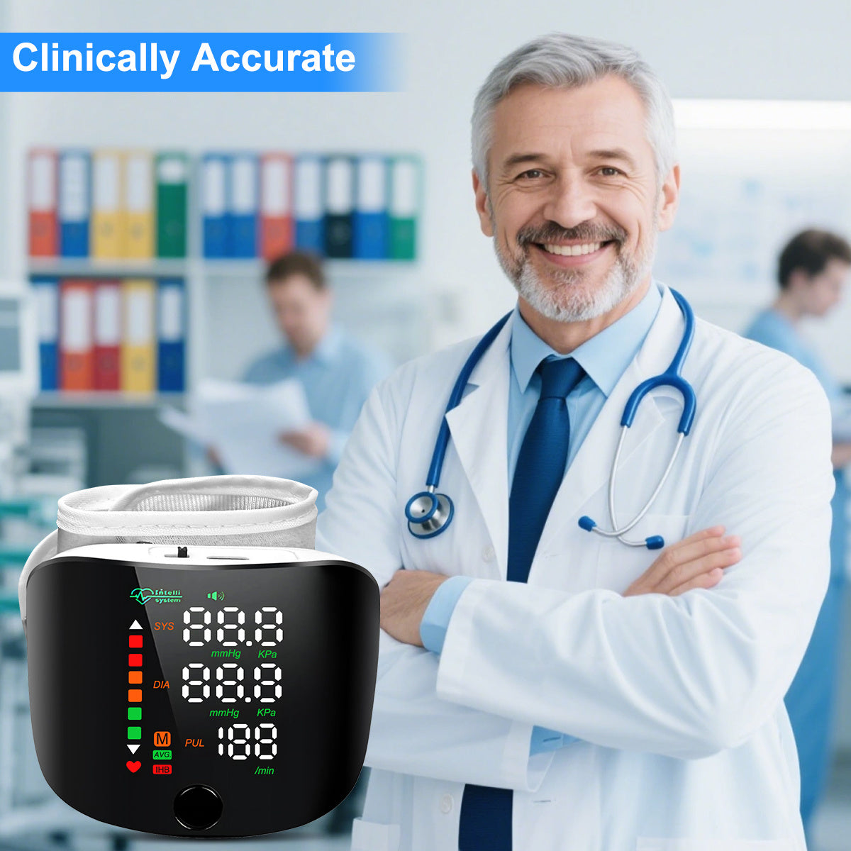 Wrist Blood Pressure Monitor with Voice Broadcast – LCD Display, Irregular Heartbeat Alarm, 2-User 198 Memory, USB Rechargeable, Home BP Monitor Gift Canada