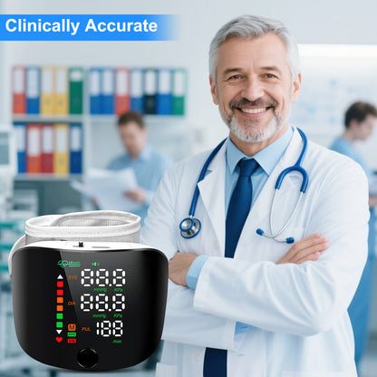Wrist Blood Pressure Monitor with Voice Broadcast – LCD Display, Irregular Heartbeat Alarm, 2-User 198 Memory, USB Rechargeable, Home BP Monitor Gift Canada