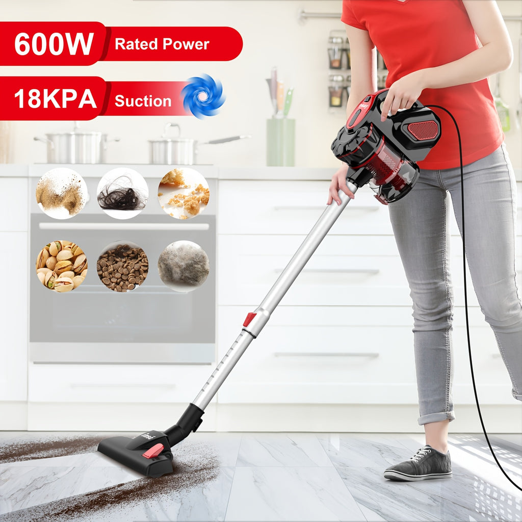 INSE Corded Stick Vacuum Cleaner, Corded Vacuum Cleaner with 600W Powerful Motor 18000Pa Handheld Vacuum Cleaner for Home Pet Hair Hard Floor
