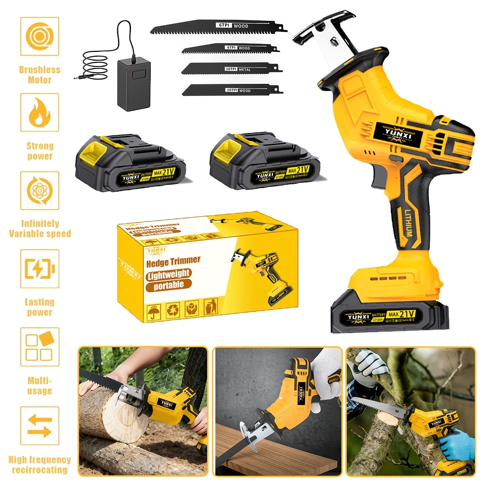 Lithium Electronics, Electric Cordless Saw, Cordless Saw Blade, Cordless Reciprocating Saw, Suitable for Home And Outdoor Use, Suitable for Electric Reciprocating Saw, Cutting Trees, PVC, Thin Wood Boards And Soft Metal Wood