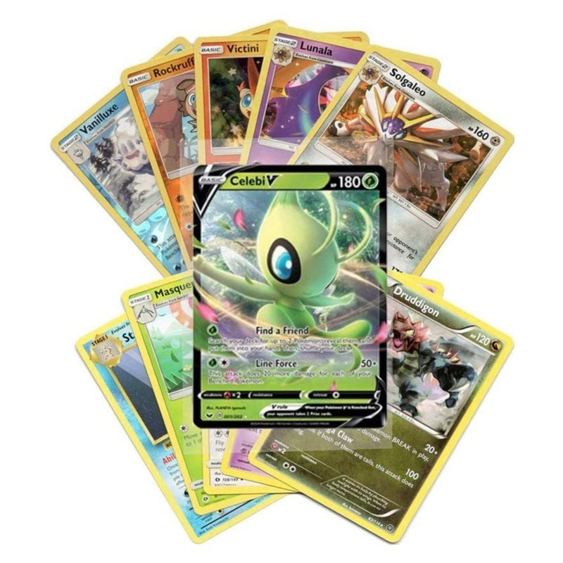 Pokémon Cards - 50pcs Lot with Guaranteed V, Vmax, Vstar, Gx, or Ex - (5 or more holos + 1 Ultra Rare)