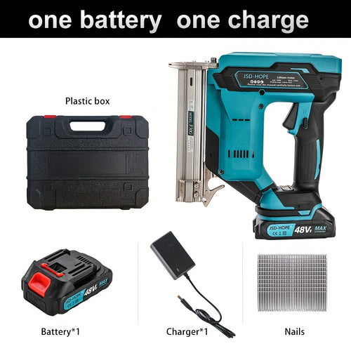 21V Cordless Brad Nailer 2-in-1 – 18 Gauge Electric Nail Gun & Stapler, Single & Bump Fire, Fits 5/8"-1-1/4" Nails, Compatible with Makita 18V/40V Battery – For Woodworking & Home Renovation