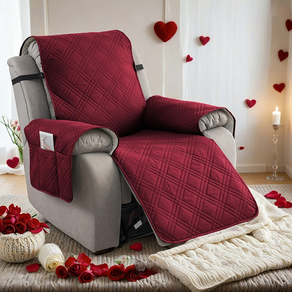 1pc Waterproof Recliner Chair Cover, 100% Non Slip Recliner Slipcover for Recliner Chair with Pocket, Washable Reclining Chair/Furniture Protector for Pets(Recliner Chair), Easy to Install & Easy Care, ReclinerCompatible, Home Doc