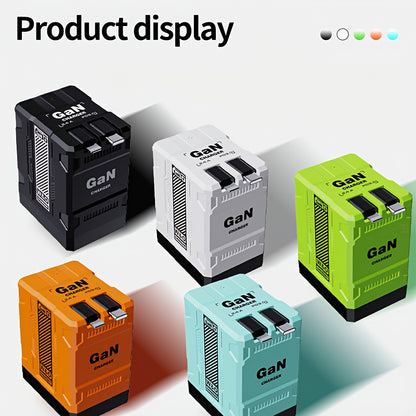 120W 3-in-1 Super Fast Charger with Retractable Cable - Compact Portable USB Charging Cable for iPhone Android & Type-C, Travel-Friendly Quick Charge Power Adapter, Perfect Tech Gift