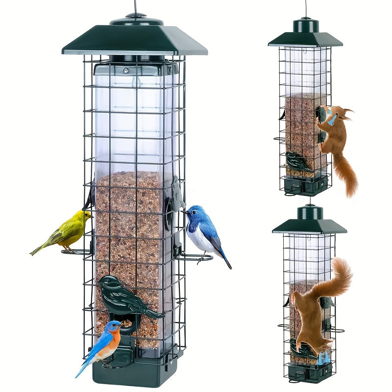 Squirrel Proof Bird Feeder 5LB Metal Outdoor Hanging – Bilateral Weight-Activated Design, Large Capacity Wild Bird Feeder, No Electricity or Batteries Needed, Durable & Weather Resistant