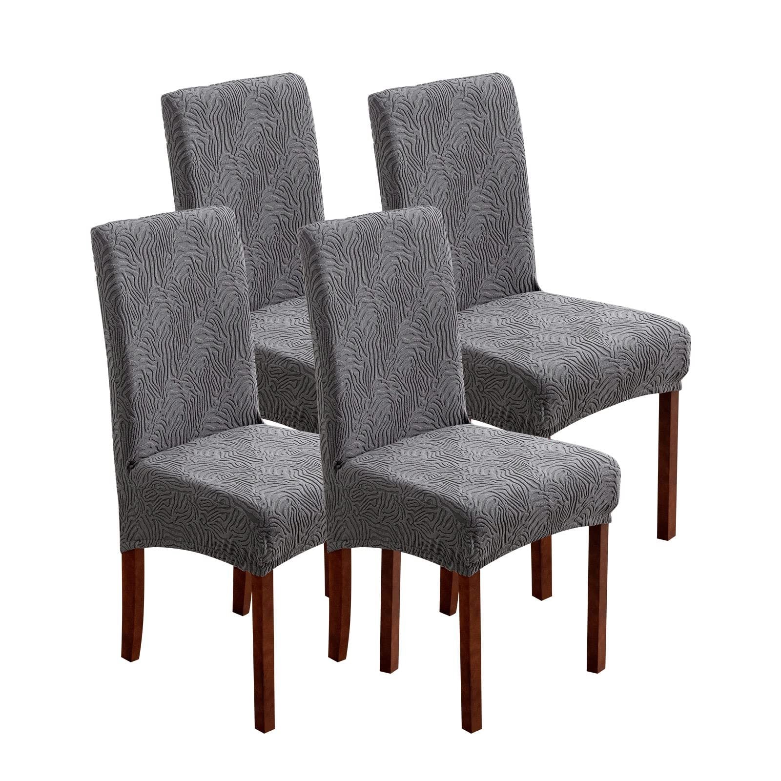 4/6pcs Waterproof Chair Covers for Dining Room, Stretch Jacquard Dining Chair Slipcovers Removable Washable Chair Protector for Kitchen, Hotel, Restaurant