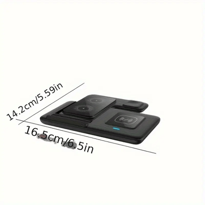 Foldable 3-in-1 Wireless Charging Station Neohost for iPhone 17 16 15 Pro Max 13 12 11 & Apple Watch Series 2-10 Ultra - Compact Fast Wireless Charger, Perfect Father's Day & Mother's Day Gift