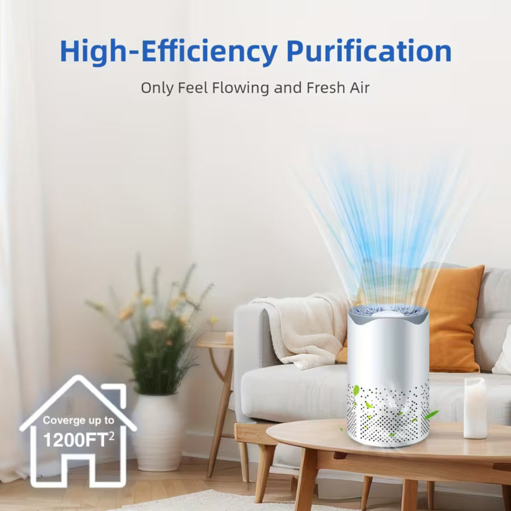 Bedroom Air Purifier HEPA Filter Washable & Replaceable – Ultra Quiet Sleep Mode, Removes 99.97% Dust, Smoke, Allergens, Pet Dander & Odors, Energy Efficient USB Powered Night Use