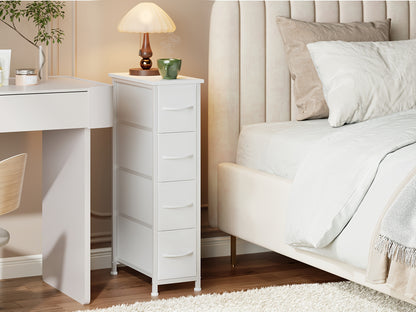 Narrow Dresser with 4 Drawers Slim Fabric Storage Chest – Removable Fabric Bins for Closet, Small Spaces, Bathroom, Bedroom & Laundry Room Organization