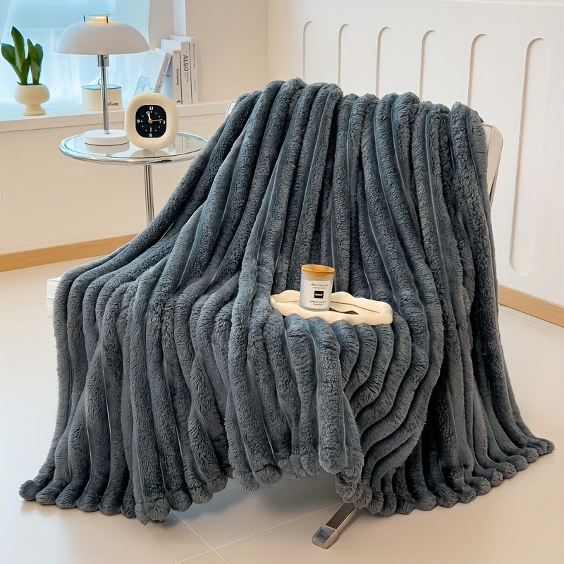 Faux Rabbit Hair Reversible Fleece Blanket – Thickened Extra Large Soft Thermal Throw for Bed, Sofa, Office & Camping | All-Season Nap Blanket | Throw to King Size | 4 Colours | ShopVora CA
