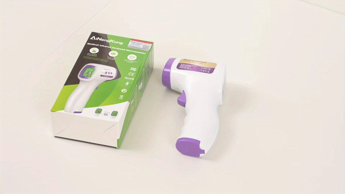 3-in-1 Infrared Forehead Thermometer with LCD Display – Touch-Free 1-Second Reading, Fever Alarm, Silent & Memory Mode, Home Travel Medical Use, Green Purple Blue