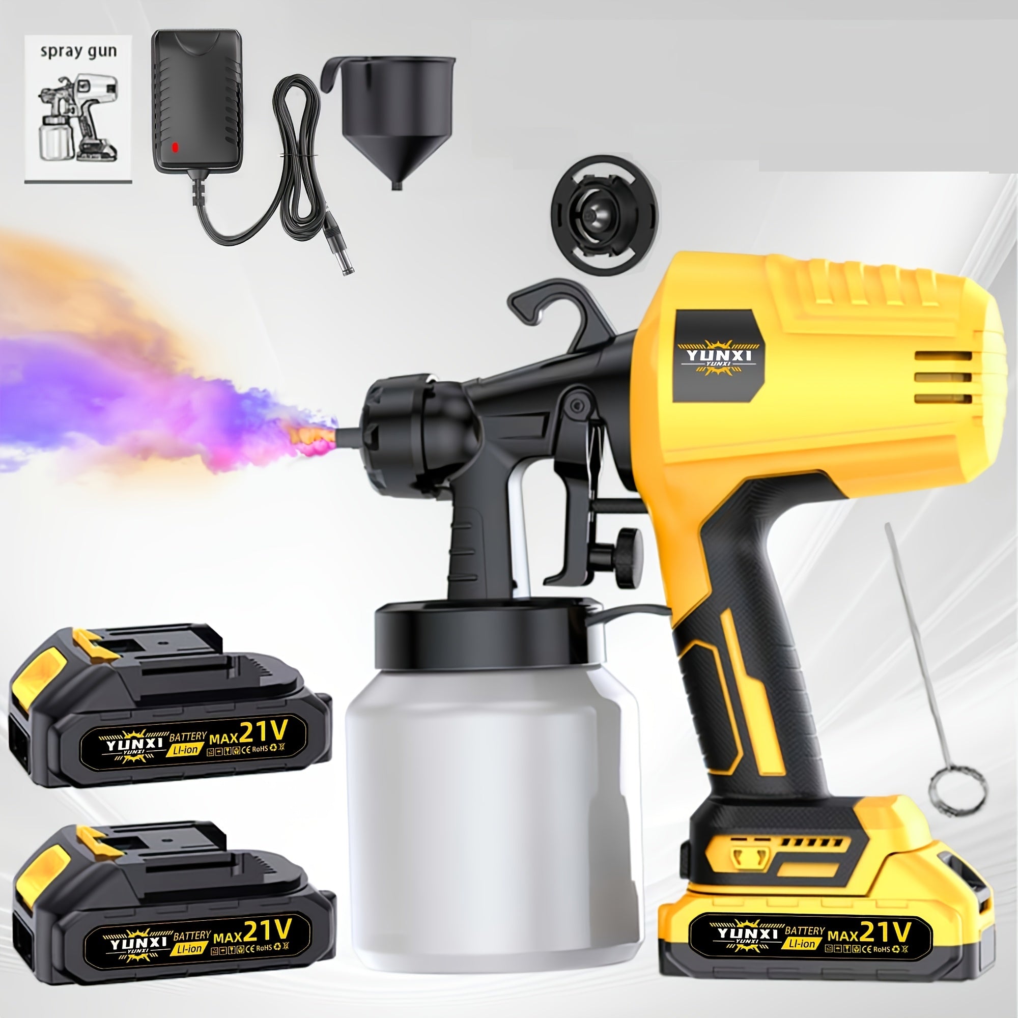Cordless Lithium Ion Spray Paint Gun Kit – Electric Paint Sprayer for DIY Home, Furniture, Cabinets, Fences, Walls, Doors & Car Repairs | Father's Day Gift