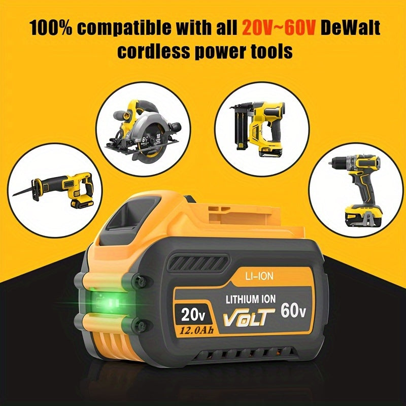 12.0Ah 20V/60V MAX 1/2/4PACK Replacement Battery for Dewalt DCB612 DCB609, Compatible with Power Tools, Suitable for DCB610