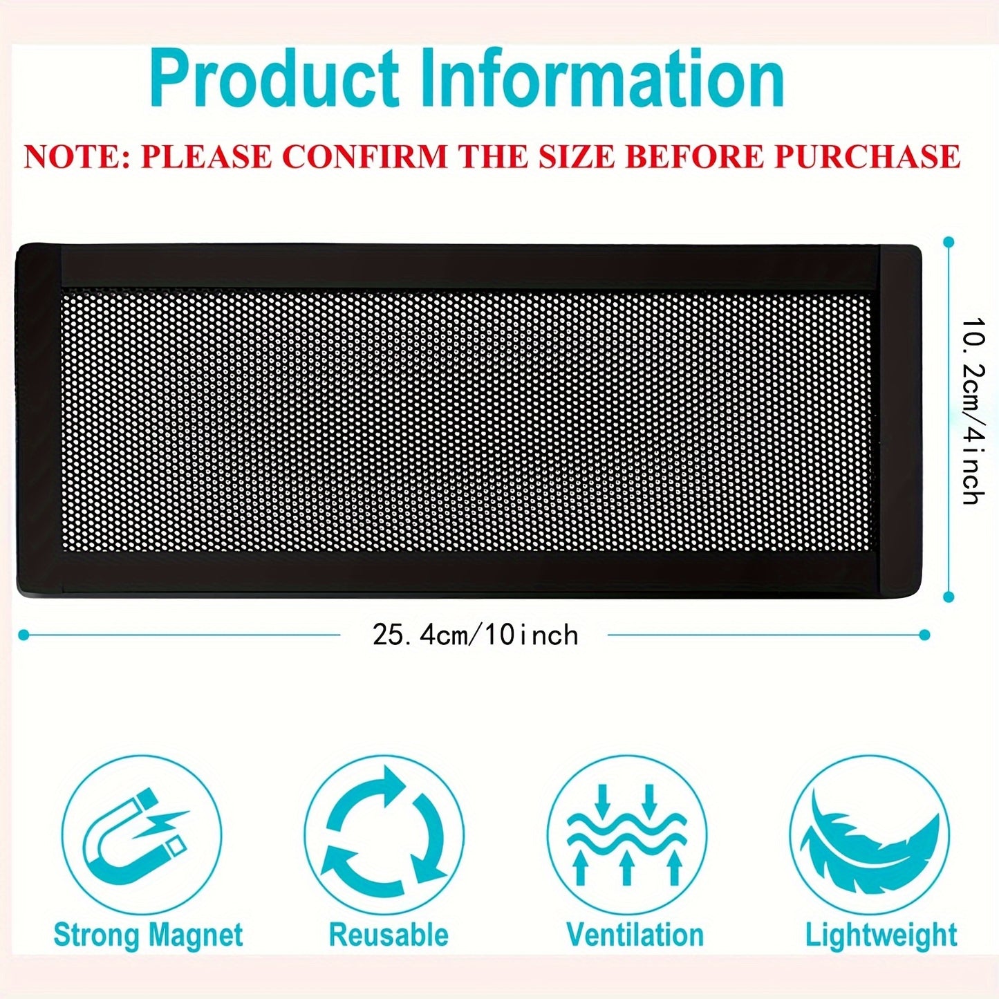 Magnetic Vent Covers 6-Pack 4x10 Inch PVC Mesh Grille – Air Ventilation Covers for Floor & Ceiling Vents | Dust, Debris & Pest Control for Heating, Cooling & Air Purifier Systems, Easy No-Tool Install