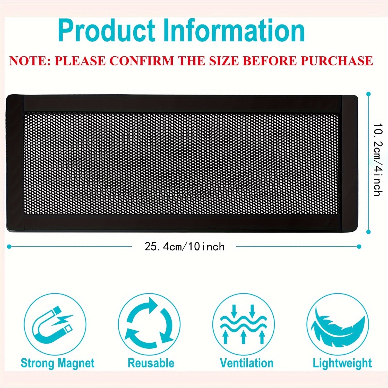 6pcs 6pcs Magnetic Vent Cover for Home Floor Vent - 4x10 Inch PVC Mesh Grille Air Ventilation, Dust & Debris Prevention, Pest Control, Ideal for Ceiling & Floor Vents, Ideal for Heating & Cooling Systems and Air Purifiers