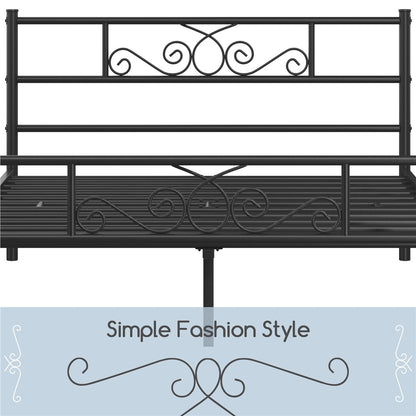 Scroll Metal Bed Frame with Headboard & Footboard – Space-Saving Iron Platform Bed, No Box Spring Needed, Twin Full Queen, Black or White, for Bedroom Guest Room Dorm – ALDEN DESIGN