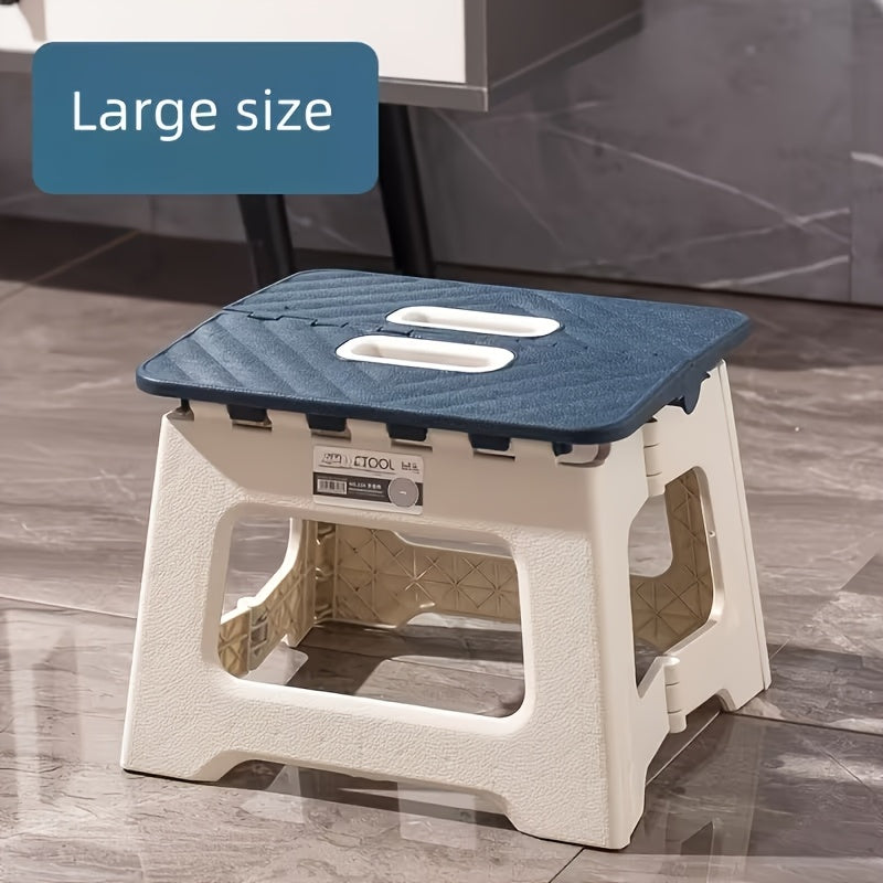 Portable Folding Stool - Heavy-Duty Compact Lightweight Stool with Non-Slip & Carry Handle, Square Plastic Stool Suitable for Camping, Hiking, BBQ, /Outdoor Use - Outdoor Stool for &