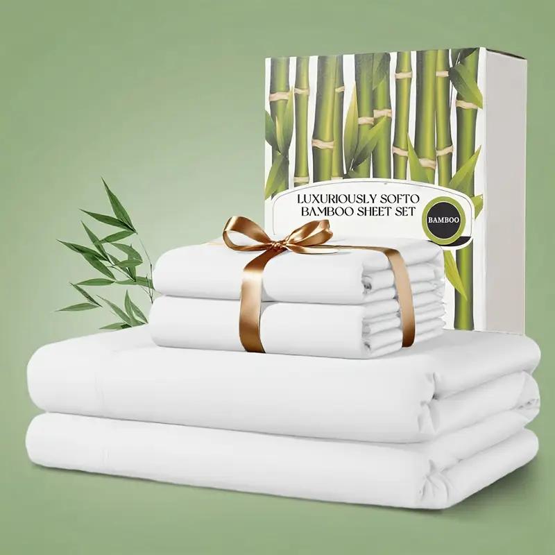 2200TC Ultra Cooling Bamboo Bed Sheets 4pcs – Silky Soft Breathable Deep Pocket 16", Hotel-Quality Bedding Set for Hot Sleepers, King Queen Twin Full Size