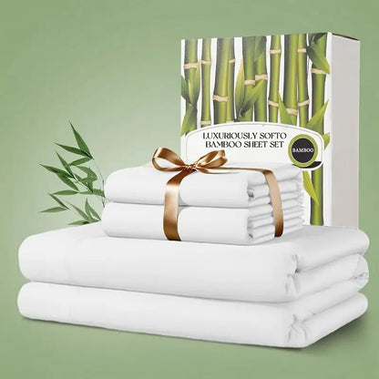 2200TC Ultra Cooling Bamboo Bed Sheets 4pcs – Silky Soft Breathable Deep Pocket 16", Hotel-Quality Bedding Set for Hot Sleepers, King Queen Twin Full Size