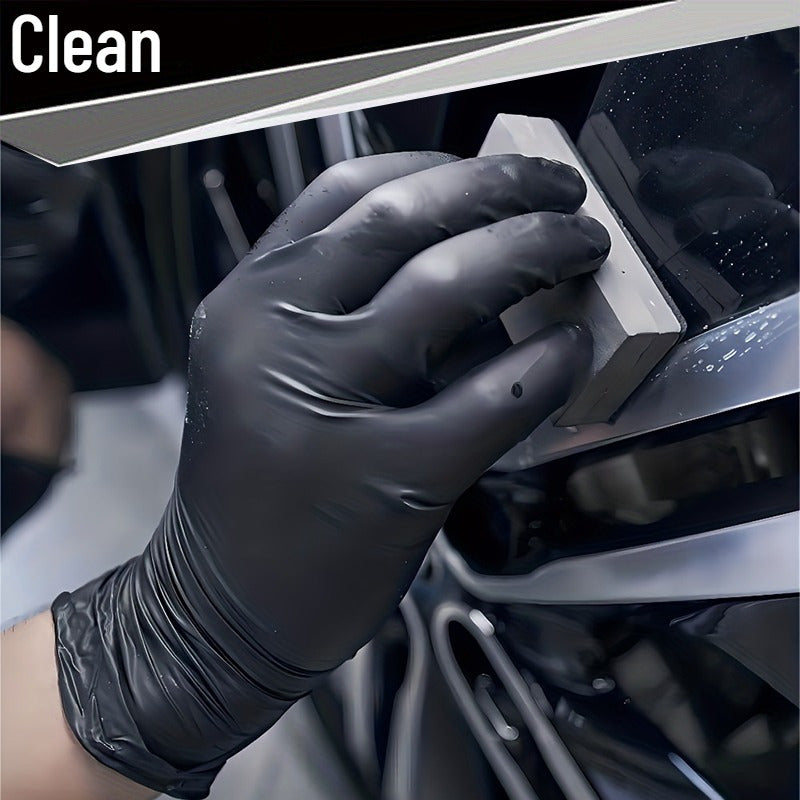 100pcs of Black Disposable Nitrile Gloves - -Free And Powder-Free, Ideal for Tattooing, Manicures, And Salon Cleaning, Disposable Apparel