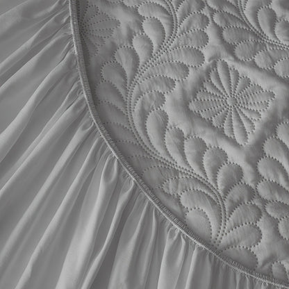 Waterproof Fitted Sheet Mattress Protector – Soft Quilted Breathable Bed Cover, Machine Washable, Fade-Resistant, Twin Full Queen King, Grey White Blue Black