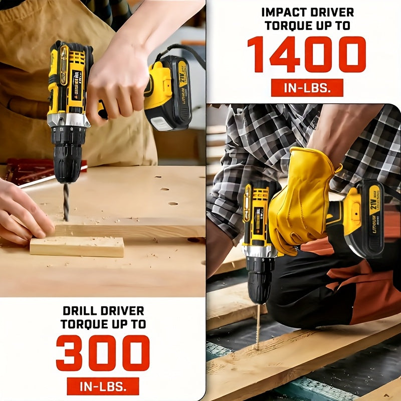 Lithium-ion Cordless Drill Set, Includes Battery and Charger, Features a 3/8-inch Keyless Chuck, Variable Speed, 16-position Settings, and 24 Drill Bits. Available in Red/yellow/blue. Ideal for Home Power Tools and Automotive Repair