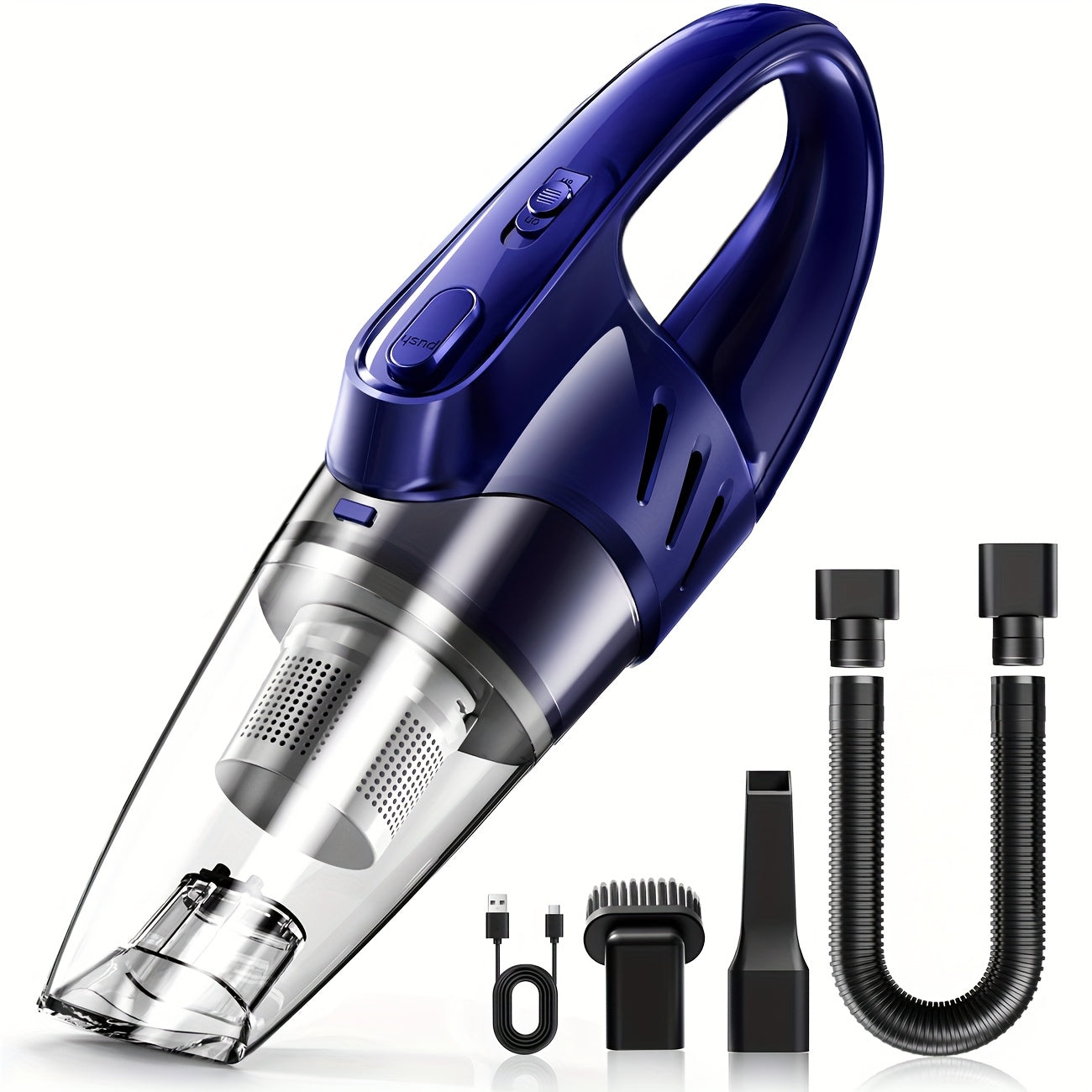 Pink Handheld Car Vacuum Cleaner 6000PA Super Suction 2000mAh Low Noise with 5 Attachments – Car Interior, Home & Pet Hair Cleaning Gift for Women