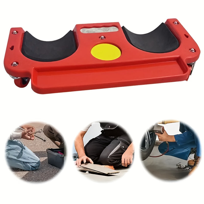 Rolling Knee Pad Platform with Wheels and Built-In Tool Tray, ABS Cushioned Kneeling Pad for Carpenters Flooring Machine Workers Car Repairs, Multi-Function Work Knee Roller