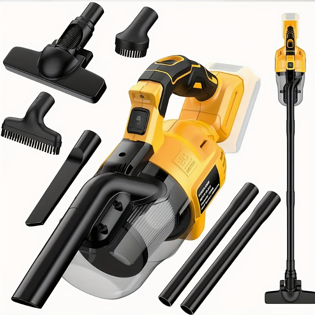 Cordless Handheld Vacuum Cleaner 5-in-1 for DeWalt 20V Battery, 500W Motor 46 CFM HEPA Filter, Portable Vacuum for Floors Carpets Cars – Yellow (Battery Not Included)