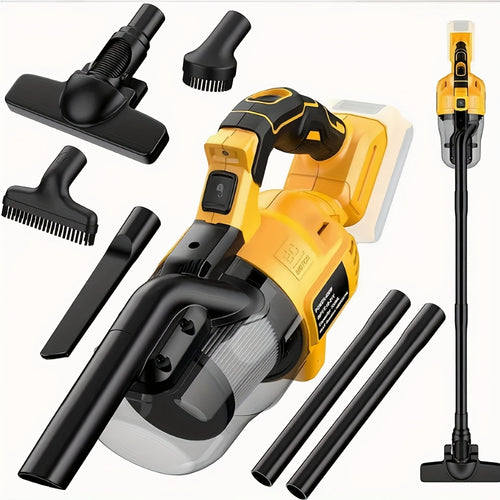 Cordless Handheld Vacuum Cleaner 5-in-1 for DeWalt 20V Battery, 500W Motor 46 CFM HEPA Filter, Portable Vacuum for Floors Carpets Cars – Yellow (Battery Not Included)