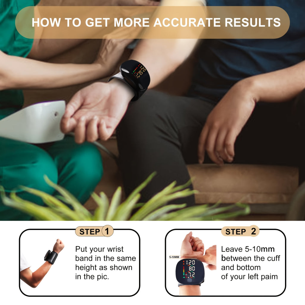 1pc Wrist Blood Pressure Monitor with LCD Display, Adjustable Cuff, Pulse Rate And Irregular Heartbeat Alarm, Usb-Portable Machine with Audible Alerts for Monitoring - Ideal for Management