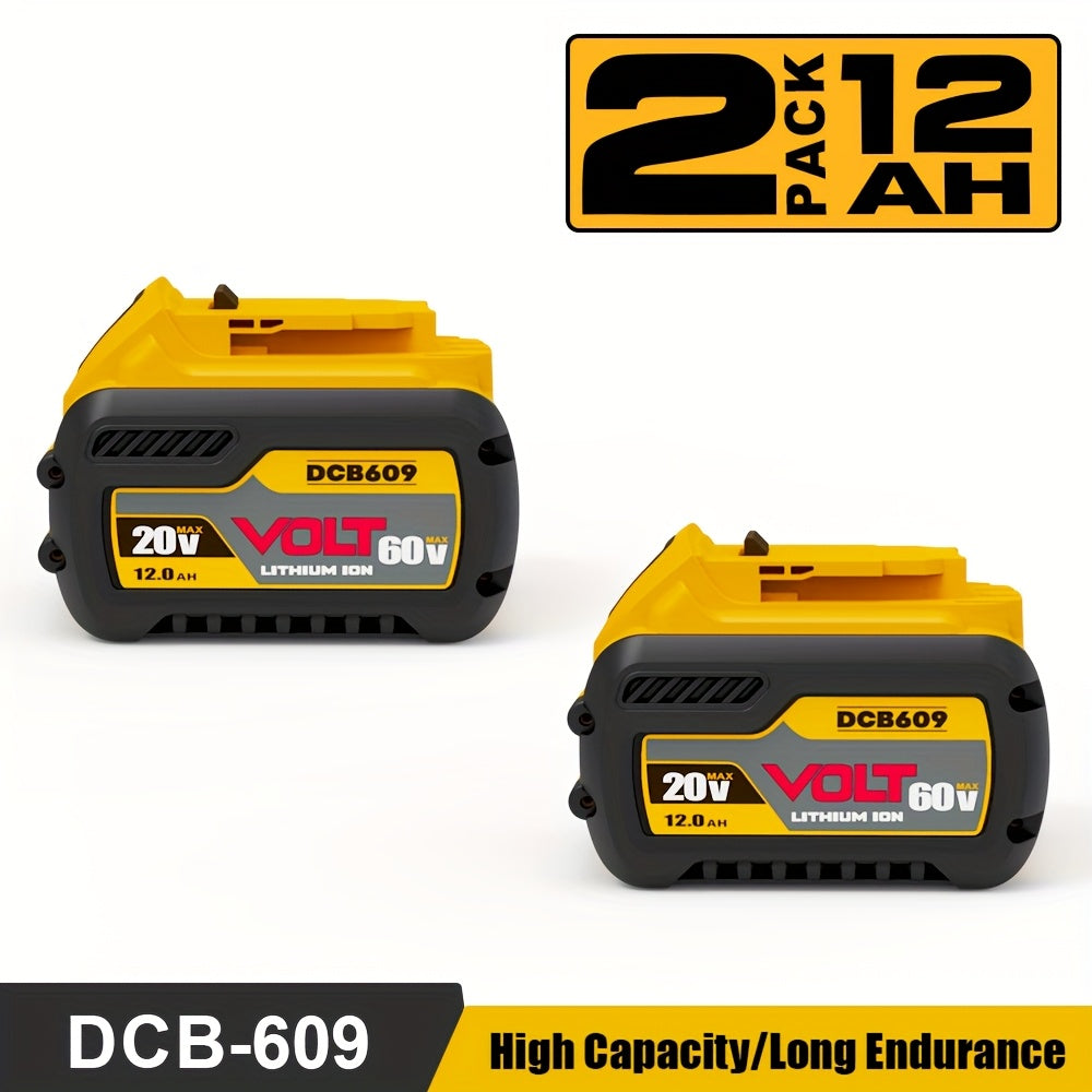 DeWalt 20V 60V MAX Replacement Battery 12.0Ah – DCB609 Compatible, Works with DCB606 DCB612 & All DeWalt 20V/60V Power Tools & Chargers | 1/2/4-Pack