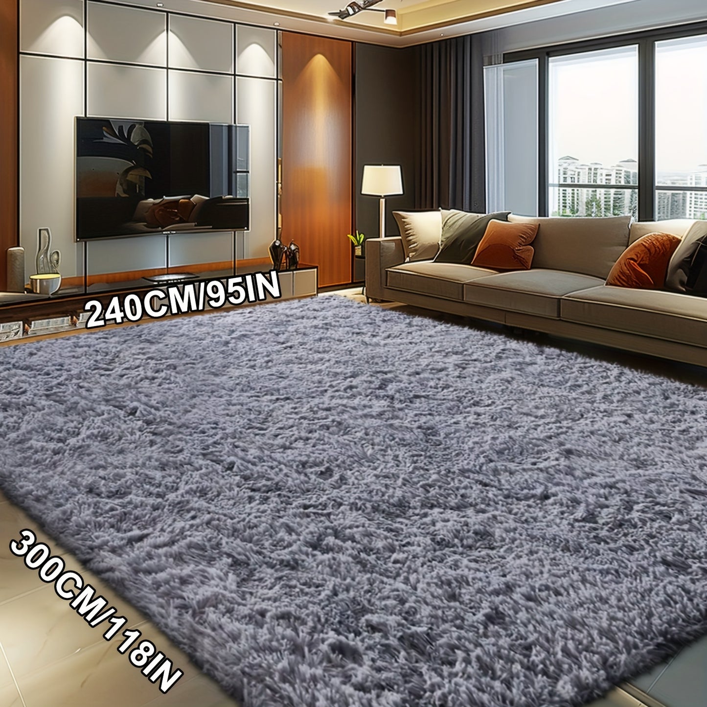 Fluffy Soft Area Rug – Luxury Non-Slip Indoor Carpet for Living Room, Bedroom & Home Decoration, Ultra-Plush Floor Rug, 7 Colours & 5 Sizes, Tie-Dye Black White Navy Blue Grey