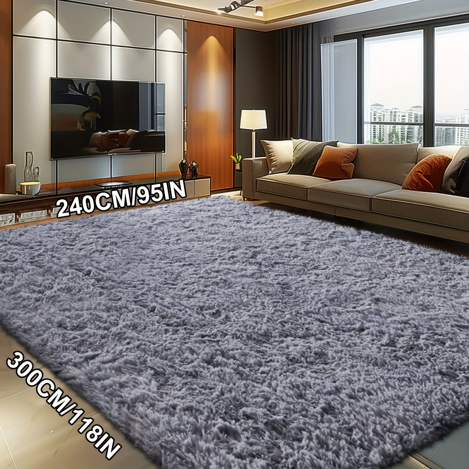 Fluffy Soft Area Rug – Luxury Non-Slip Indoor Carpet for Living Room, Bedroom & Home Decoration, Ultra-Plush Floor Rug, 7 Colours & 5 Sizes, Tie-Dye Black White Navy Blue Grey