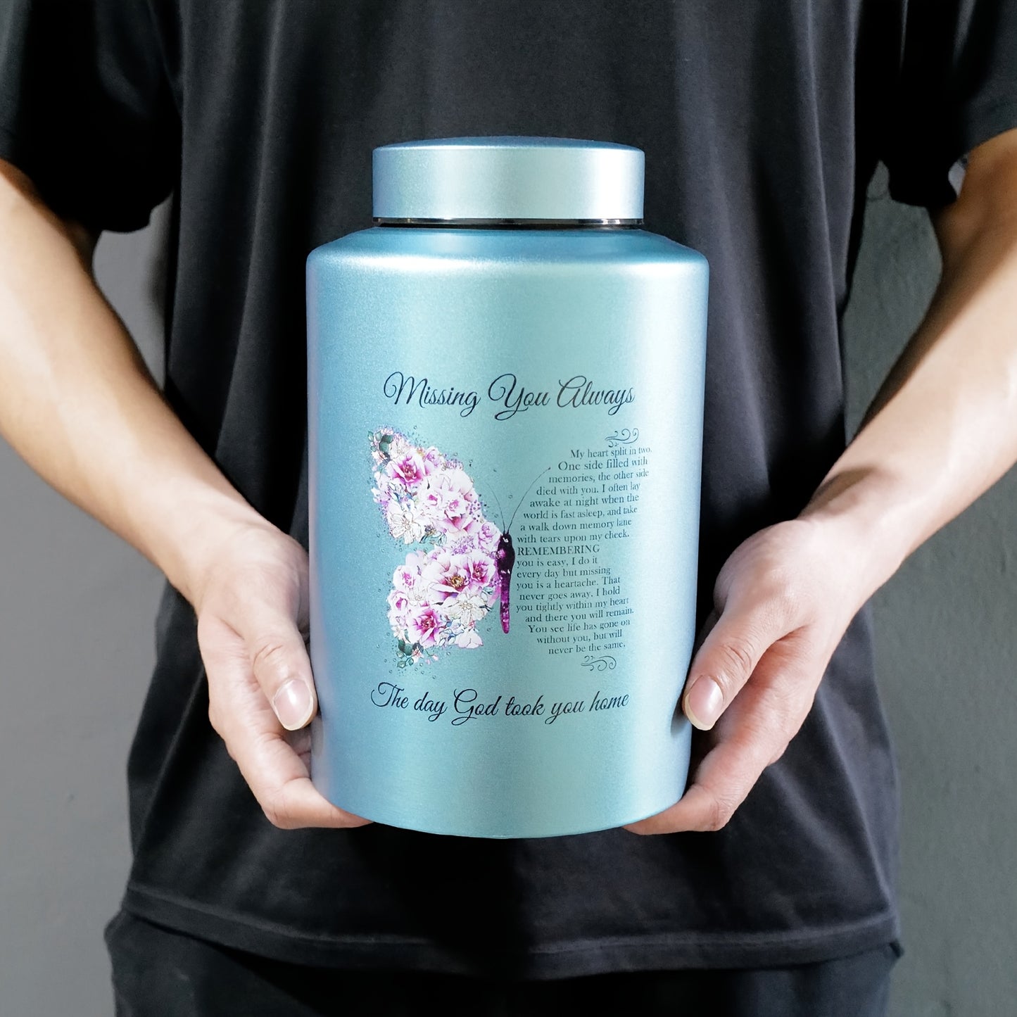 Large Cremation Urn for Human Ashes Up to 220 Lbs – Decorative Butterfly Stainless Steel Memorial Urn for Adults, Includes Velvet Bag, Secure Screw Lid | ShopVora CA
