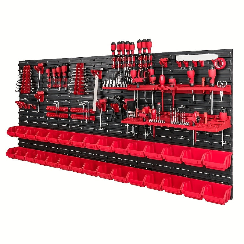 Wall-Mounted Garage Storage Rack System 18-98 Jars – Heavy-Duty Small Parts Organizer for Screws Nuts Bolts Nails, Workshop Shelf, Easy Install, Multiple Configurations, Canada
